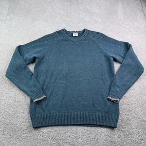 Columbia‎ Sweater Mens Medium Blue Knit V Neck Ribbed Shoulders Cotton